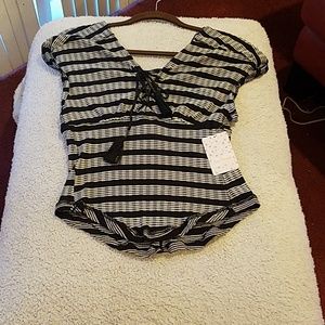 Free People B/W sweetheart blouse